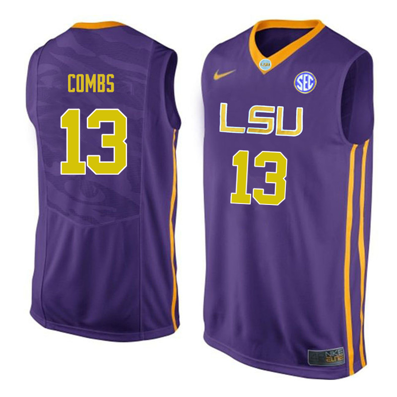 Men #13 Jeremy Combs LSU Tigers College Basketball Jerseys Sale-Purple - Click Image to Close